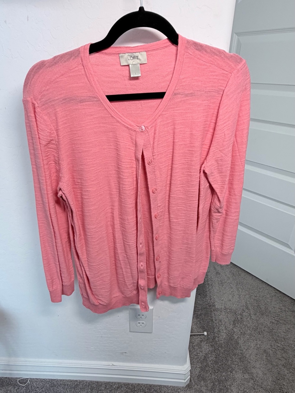 LOFT Coral Pink Lightweight Button-Front Women's Cardigan